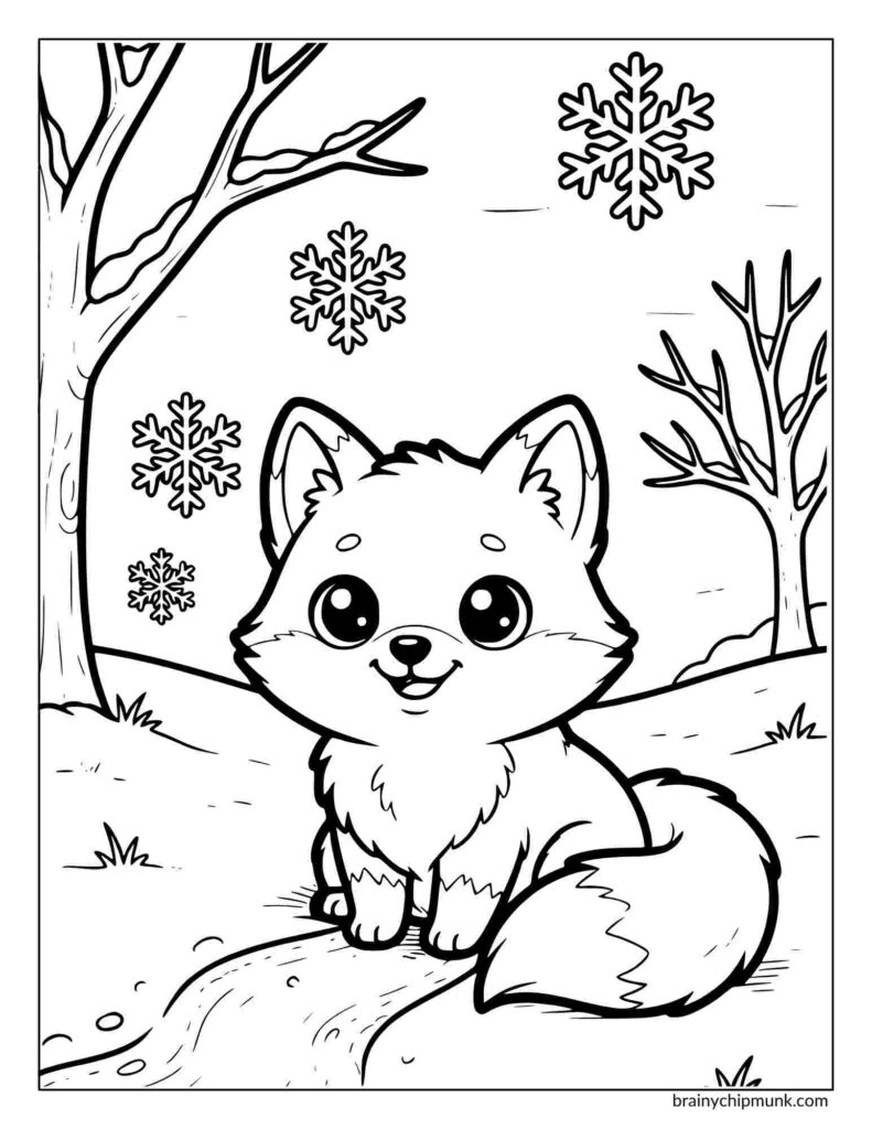 A cute, cartoon fox with multiple fluffy tails sits on a cloud. Its large eyes and intricate starry patterns give a whimsical, magical feel.