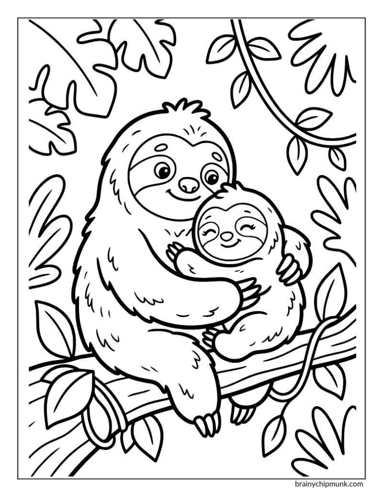 Sloth Coloring Pages